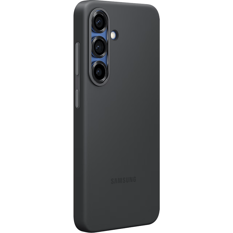Etui Samsung Silicone do Galaxy S25 czarne tył prawy skos