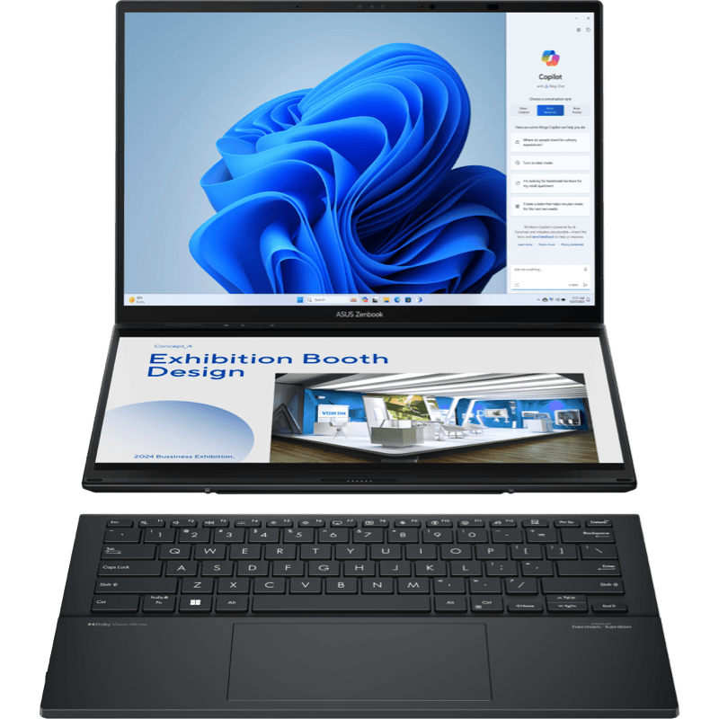 Laptop ASUS Zenbook DUO UX8406C OLED (U7-255H, 32GB RAM, 1TB, 120 Hz, WiFi7, Win11 Pro czarny front