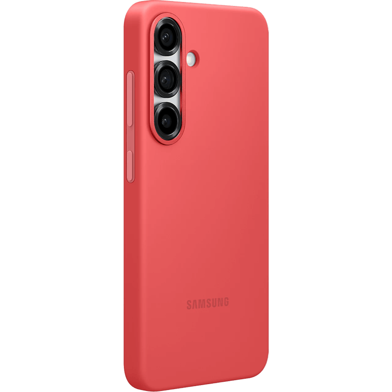 Etui Samsung Silicone do Galaxy S25 czerwone tył prawy skos